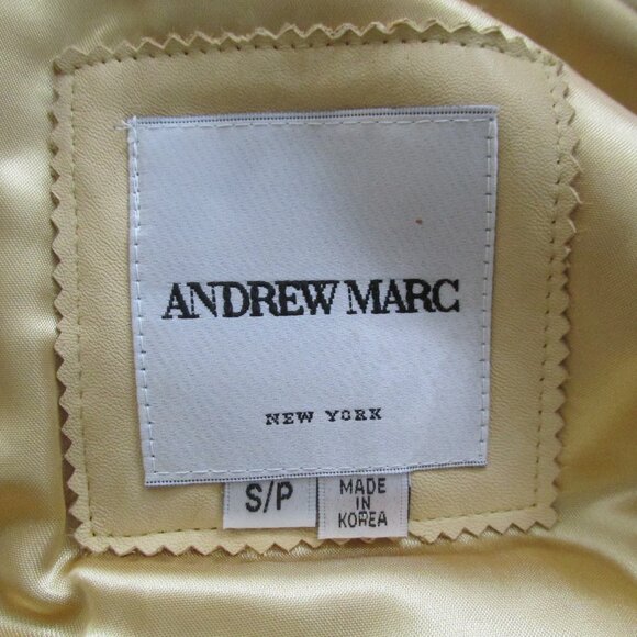 Vintage Andrew Marc Leather Coyote Fur Hood Jacket S/p Banana/Beige ~New~ - Picture 9 of 11